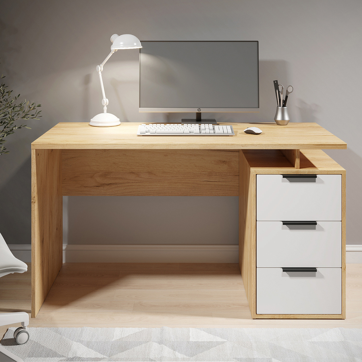 Стол С-407 дуб крафт золотой/меренга (1350*600)