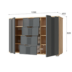 Комод Эмилия ЭЛ-21 дуб крафт золотой/графит