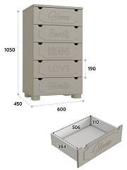 Комод ДримСтар ДС-11 глиняный серый/риолит