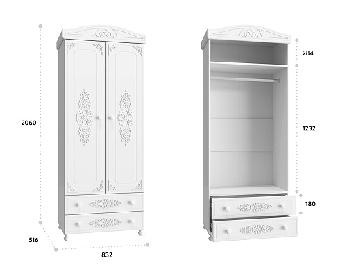 Шкаф для одежды Ассоль АС-2 белое дерево