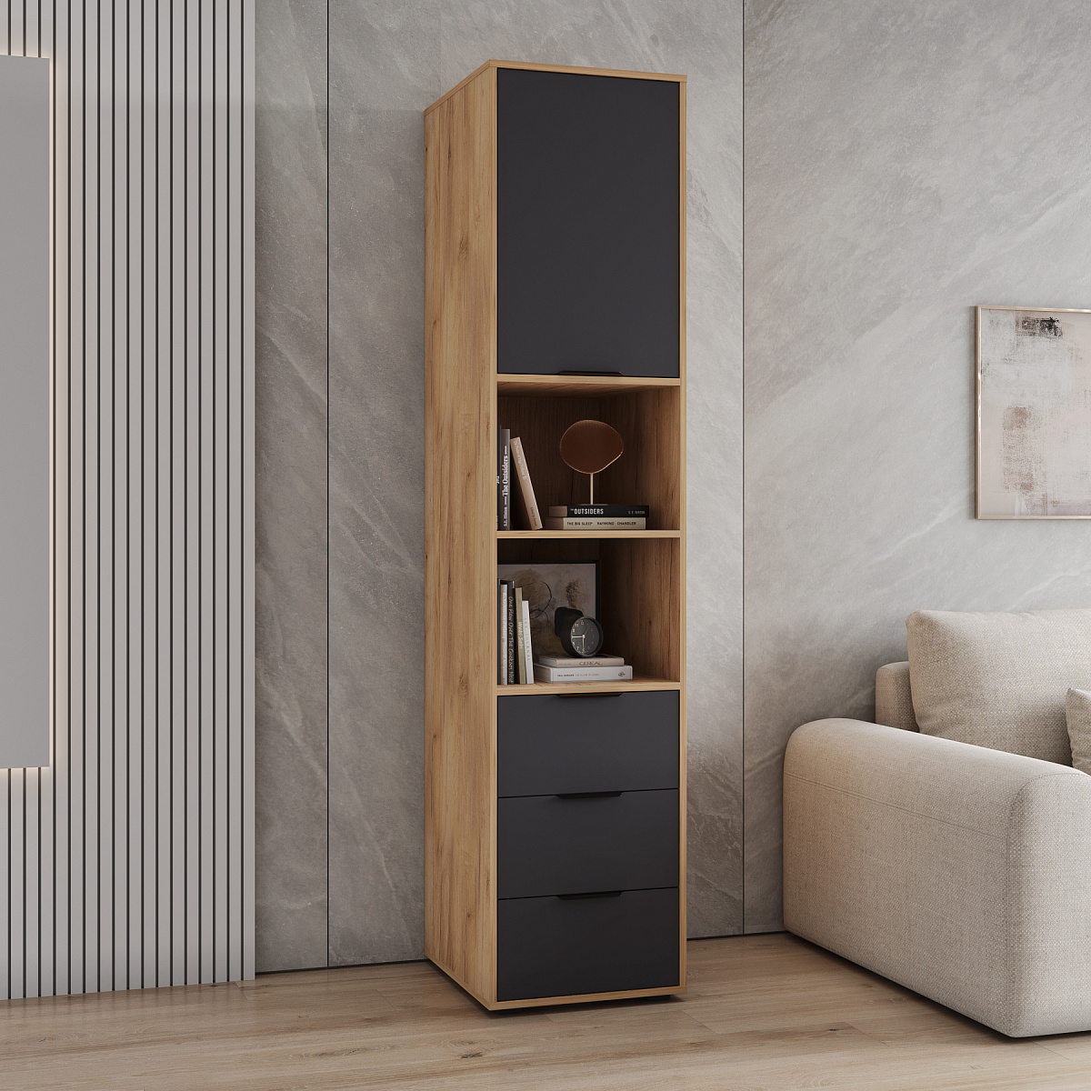 Пенал Оптима ОП-03 дуб крафт золотой/графит