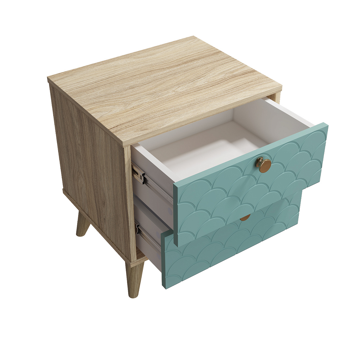 Тумба прикроватная Велламо ВО-01 блэквуд ячменный/бирюза