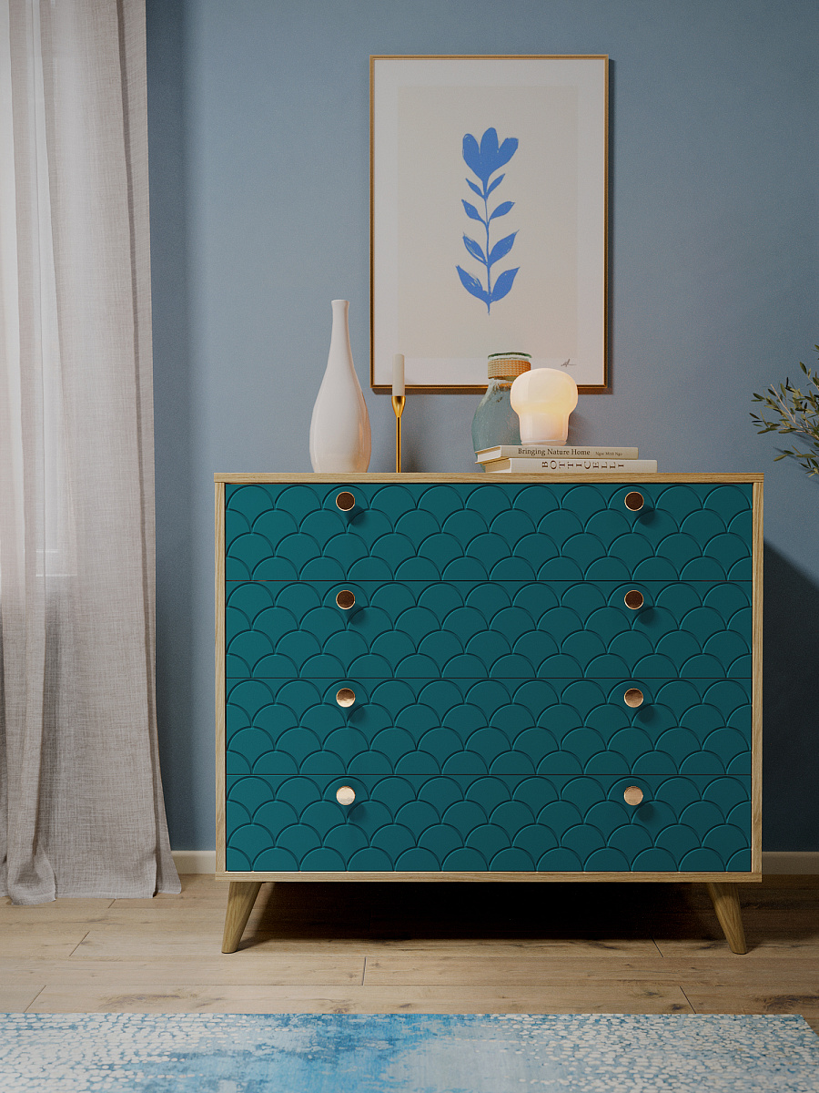 Комод Велламо ВО-12 блэквуд ячменный/морская волна