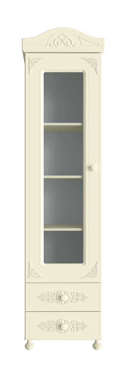 Шкаф-пенал со стеклом Ассоль плюс АС-1 ваниль