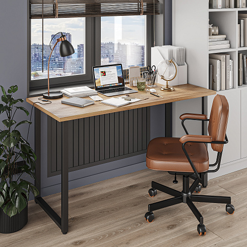 Стол С-600 дуб крафт золотой/каркас черный (1350х600)