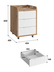 Тумба мобильная К-57 дуб крафт золотой/меренга