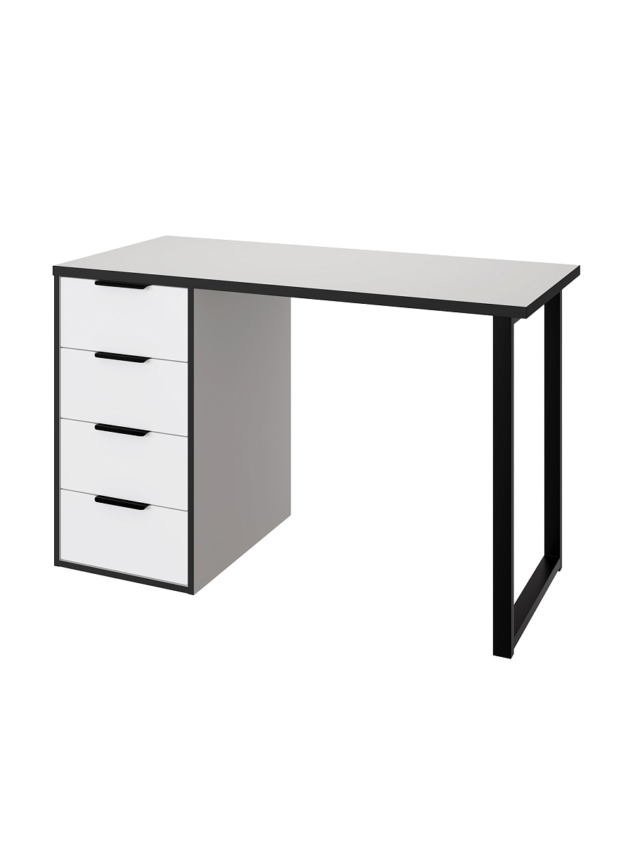 Стол С-400 белый структурный/меренга/черная кромка