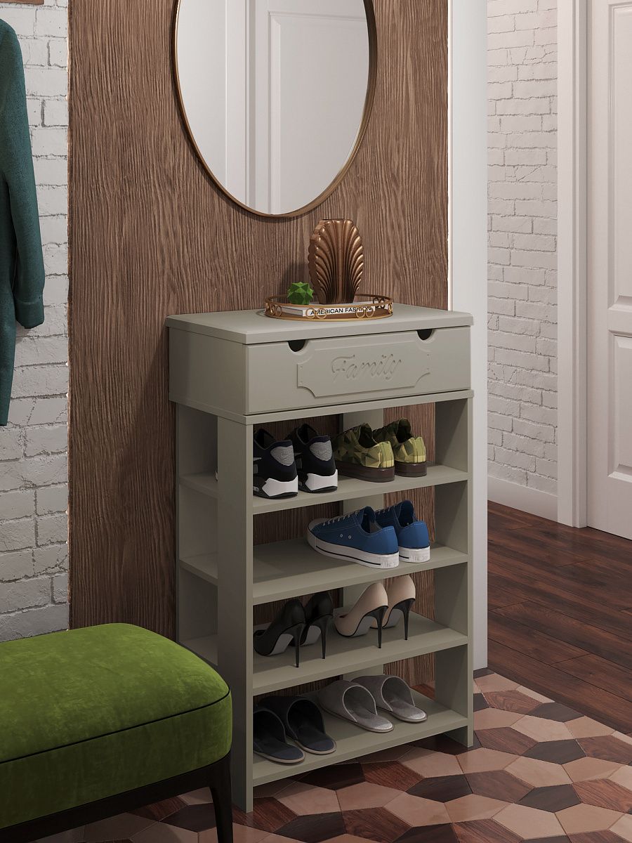 Тумба для обуви ДримСтар ДС-21 (600) глиняный серый/риолит