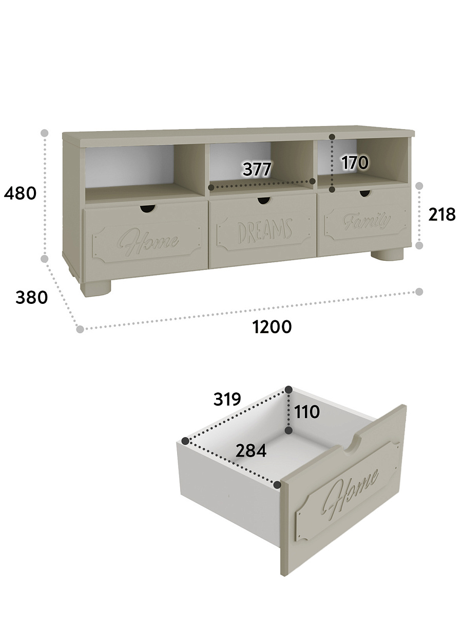 Тумба ДримСтар ДС-16 глиняный серый/риолит