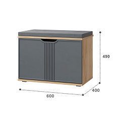 Тумба Эмилия ЭЛ-4К (с подушкой) дуб крафт золотой/графит