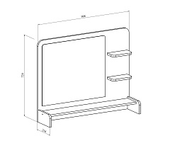 Полка с зеркалом ТН-3 белый структурный