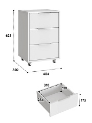 Тумба мобильная К-55 белый структурный/меренга