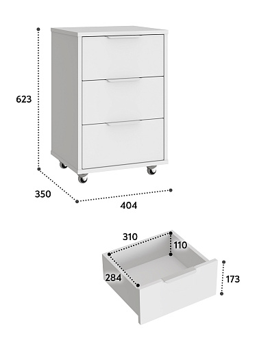 Тумба мобильная К-55 белый структурный/меренга
