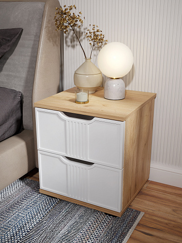 Тумба прикроватная Эмилия ЭЛ-25 дуб крафт золотой/меренга