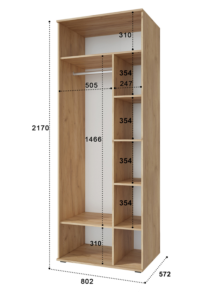 Шкаф для одежды Эмилия ЭЛ-16К комбинированный дуб крафт золотой/меренга