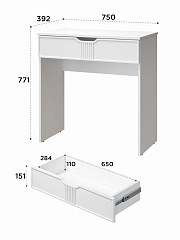 Стол туалетный ЭЛ-36 белый структурный/меренга