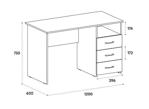 Стол письменный С-112K дуб крафт табачный