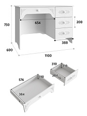 Стол письменный левый Ассоль АС-6 белое дерево