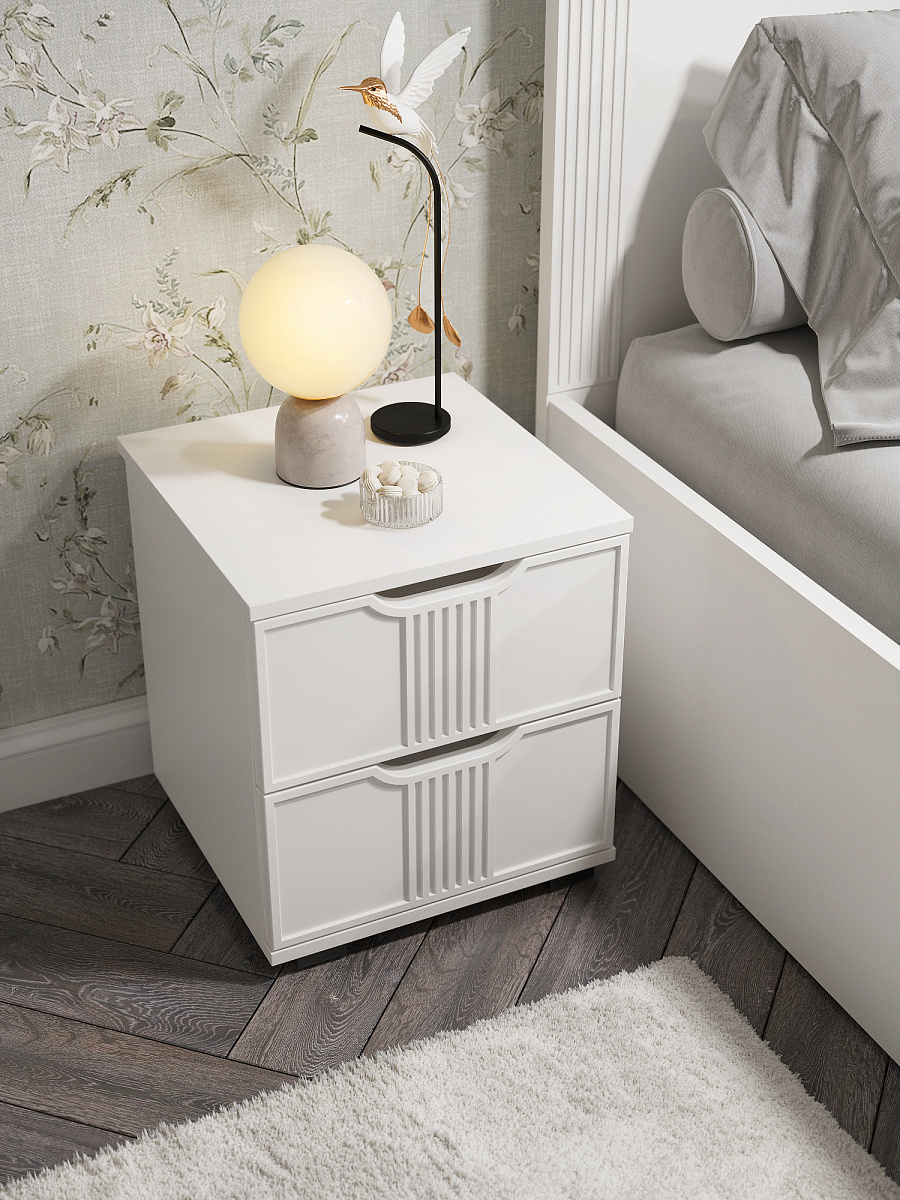 Тумба прикроватная Эмилия ЭЛ-25 белый структурный/меренга