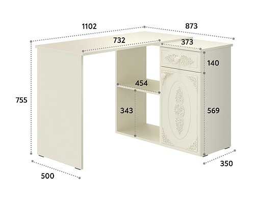 Стол угловой Ассоль плюс АС-67 ваниль