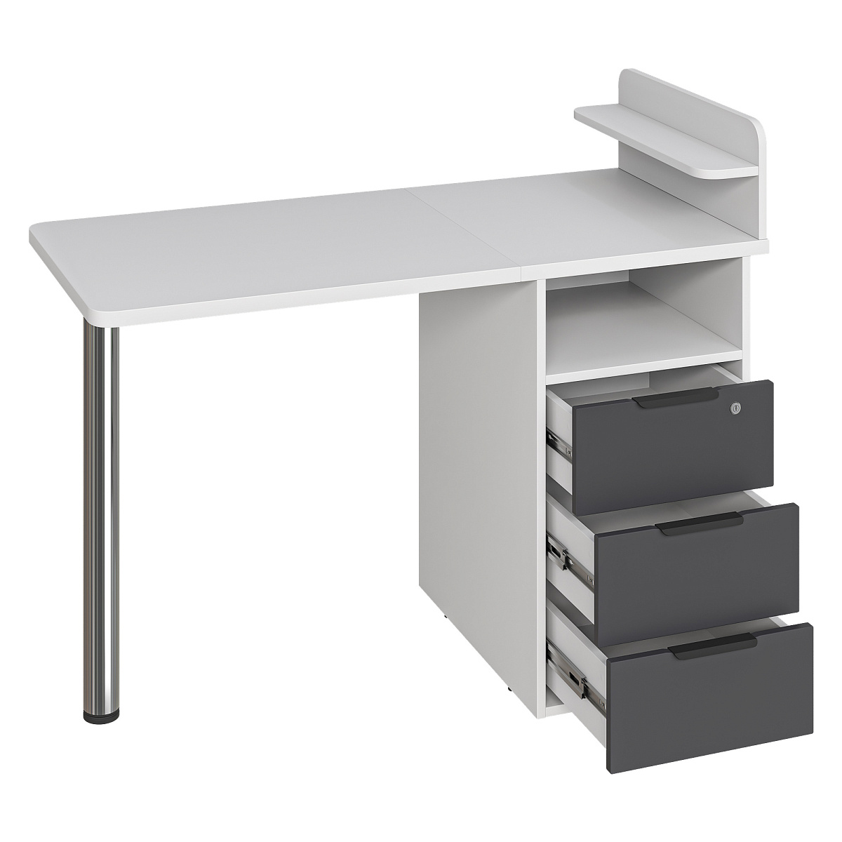 Стол С-405 белый структурный/графит