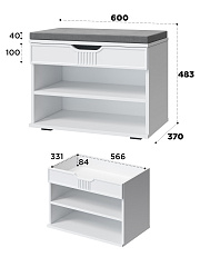 Тумба Эмилия ЭЛ-44К белый структурный/меренга