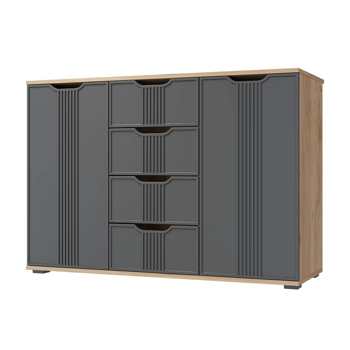 Комод Эмилия ЭЛ-21 дуб крафт золотой/графит