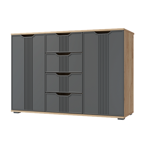 Комод Эмилия ЭЛ-21 дуб крафт золотой/графит