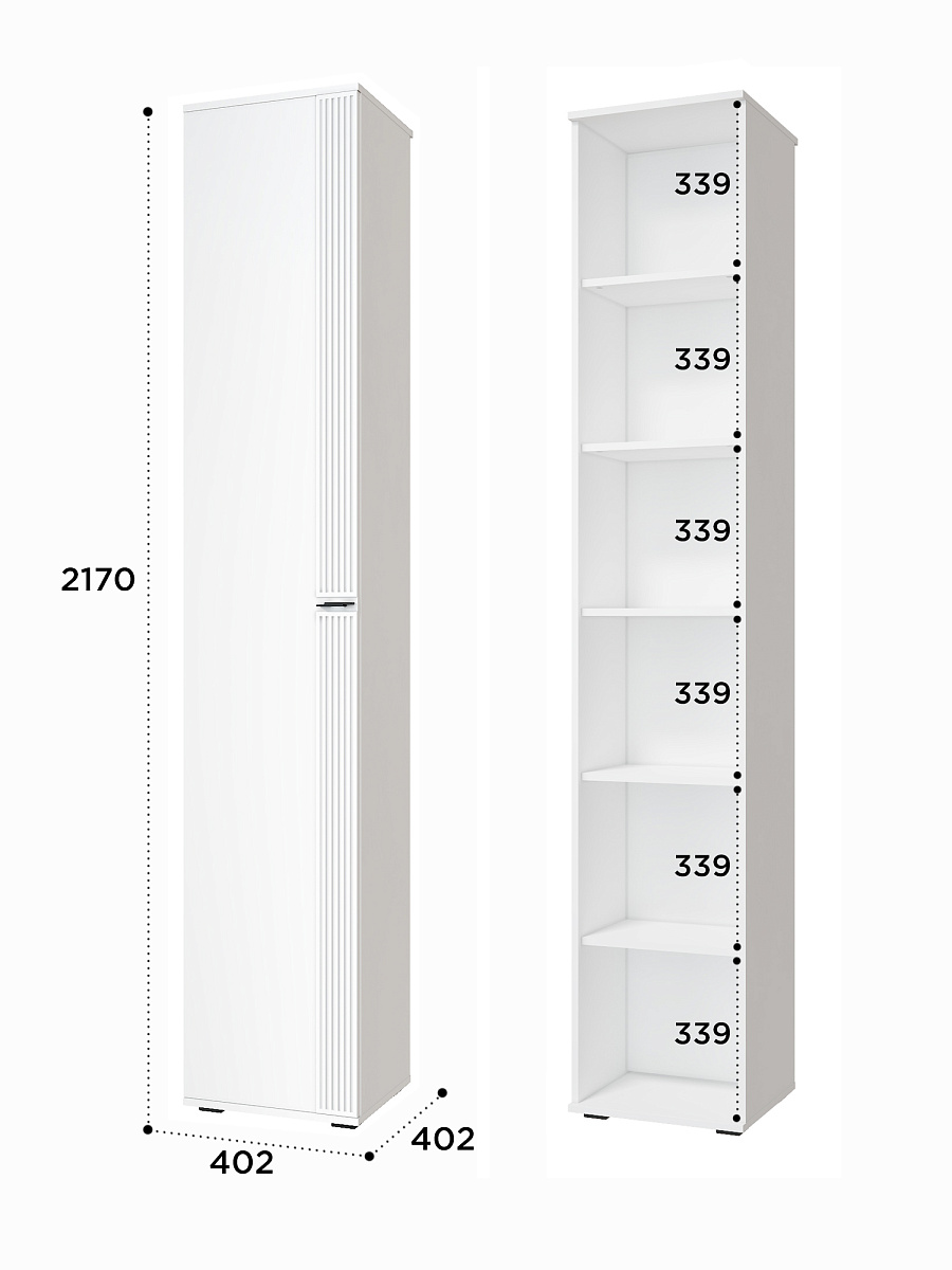 Пенал Эмилия ЭЛ-12К глухой белый структурный/меренга