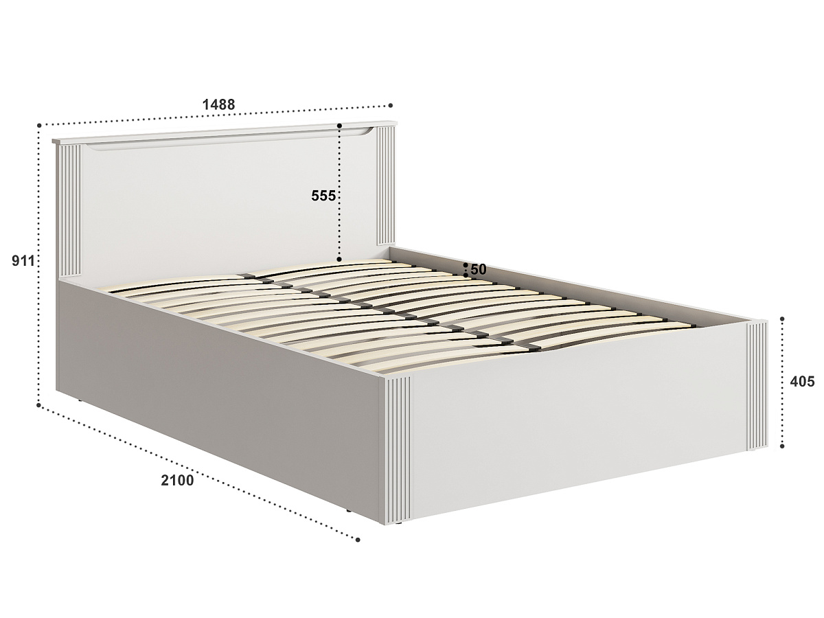 Кровать с ПМ Эмилия ЭЛ-33 (140х200) кашемир/шарли керамика