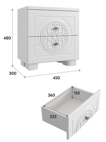 Тумба прикроватная «Монблан» МБ-38К белое дерево