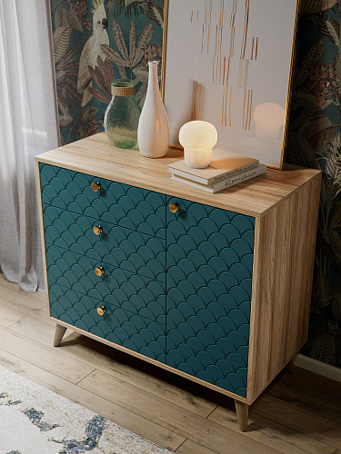 Комод Велламо ВО-11 блэквуд ячменный/морская волна