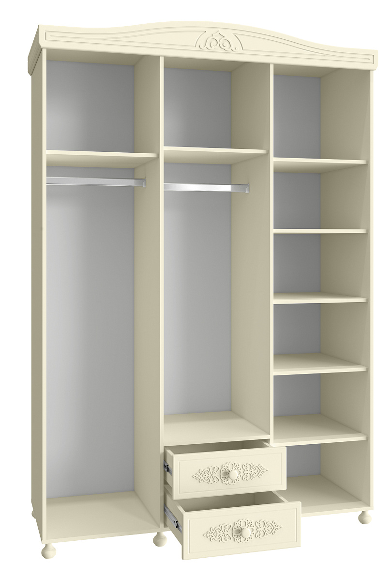 Шкаф трёхдверный с зеркалом Ассоль плюс АС-27 ваниль