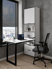 Стол рабочий Оптима ОП-20 белый структурный/меренга/черная кромка