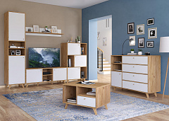 Тумба под ТВ Ирма ИР-13 дуб крафт/белый структурный