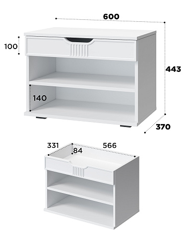 Тумба Эмилия ЭЛ-44 белый структурный/меренга