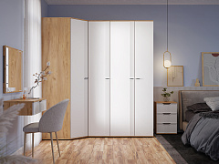 Шкаф для одежды Эмилия ЭЛ-16К глухой дуб крафт золотой/меренга