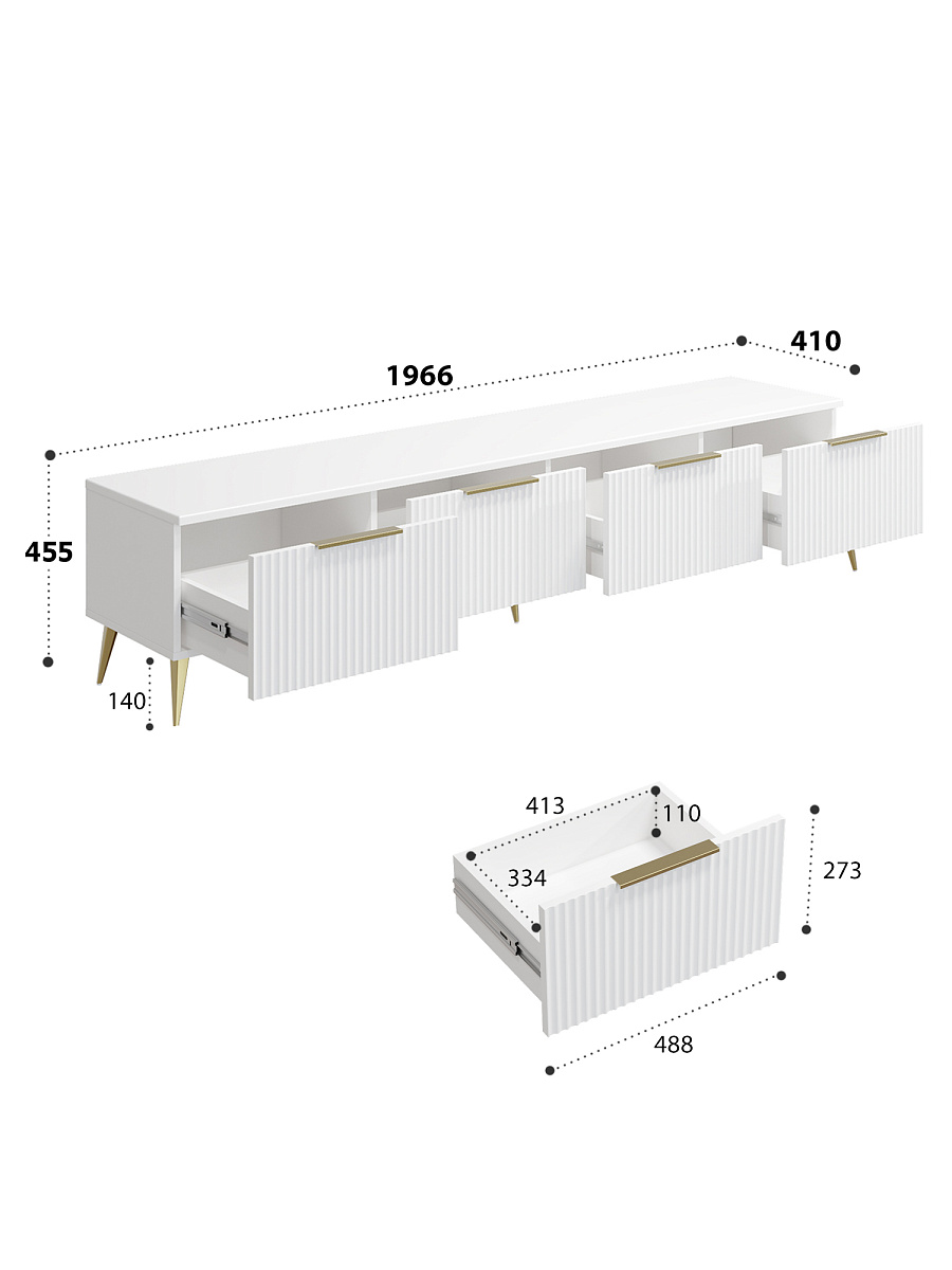 Тумба ТВ Афина АФ-04 белый бриллиант/бланж