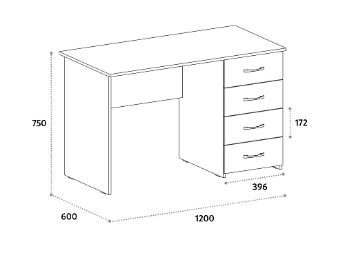 Стол письменный С-111К блэквуд сатиновый