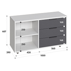 Тумба К-50 белый структурный/графит