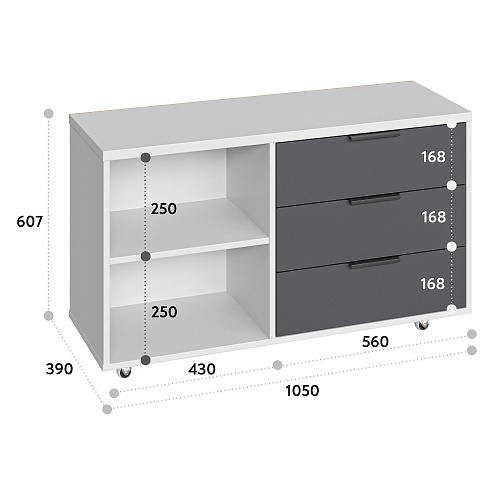 Тумба К-50 белый структурный/графит