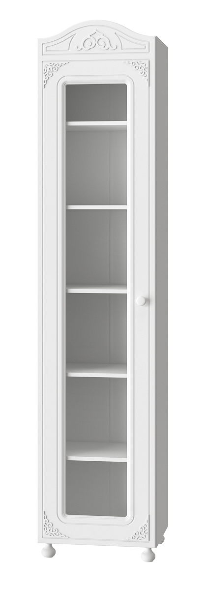 Шкаф Ассоль АС-53К со стеклом (левый с короной) белое дерево