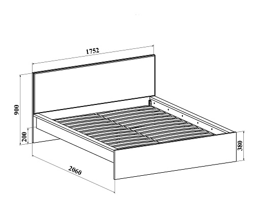 Кровать Анастасия АН-22К (2000x1600) дуб роше