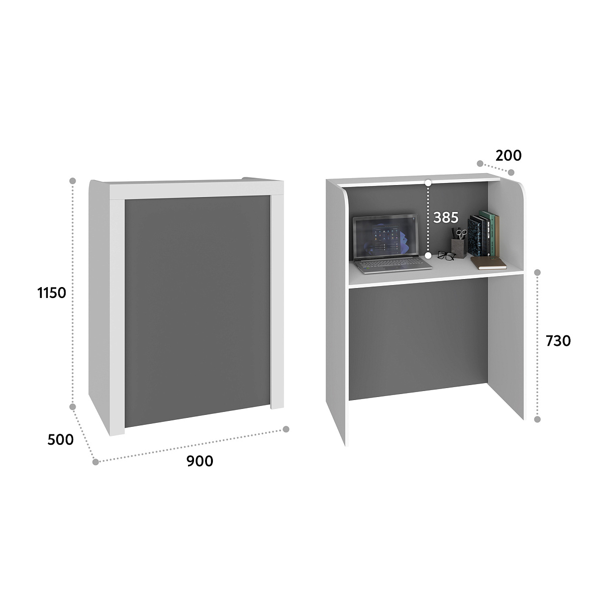 Тумба/ресепшн Р-01 белый структурный/серый графит