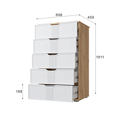 Комод Эмилия ЭЛ-18 дуб крафт золотой/меренга
