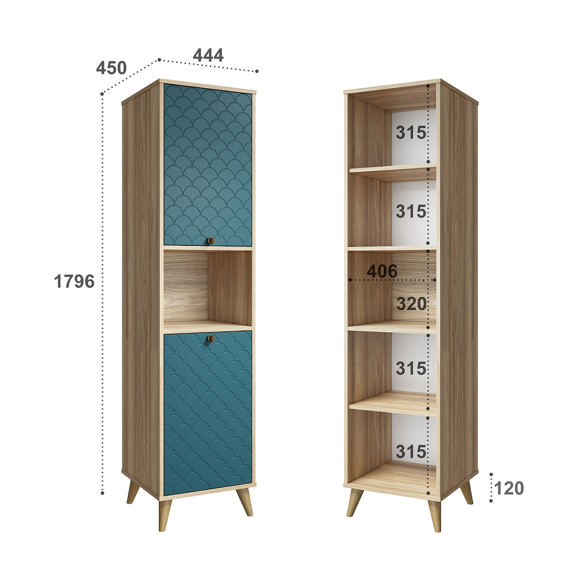 Пенал Велламо ВО-03 блэквуд ячменный/морская волна