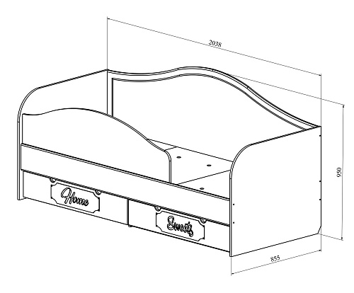 Кровать ДримСтар ДС-51 (800х2000) дуб эвок/дуб сонома темный