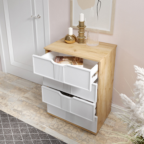 Комод Эмилия ЭЛ-19 дуб крафт золотой/меренга