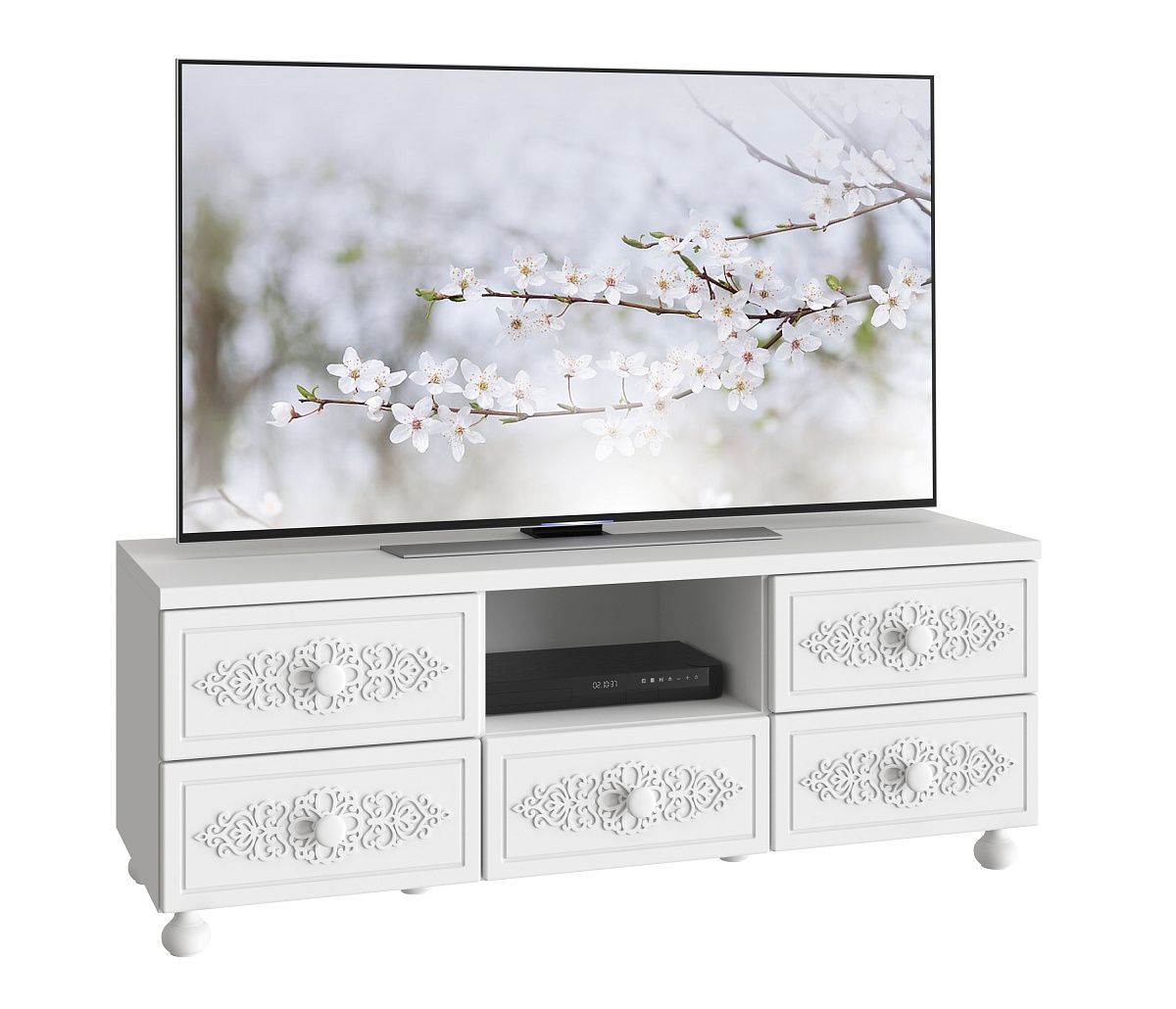 Тумба под ТВ Ассоль АС-56 белое дерево