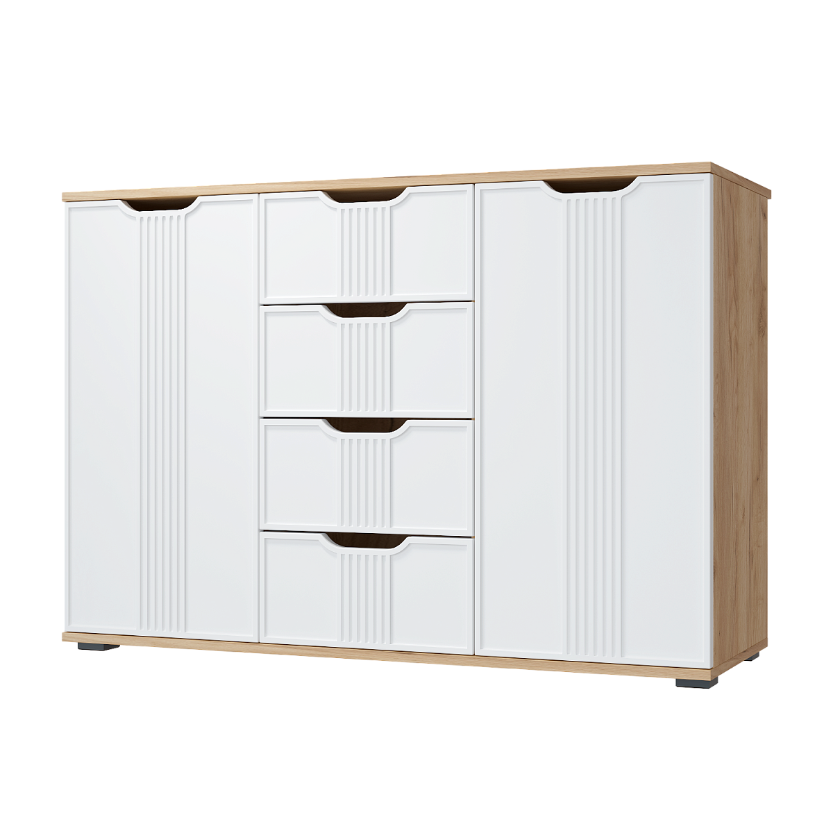 Комод Эмилия ЭЛ-21 дуб крафт золотой/меренга